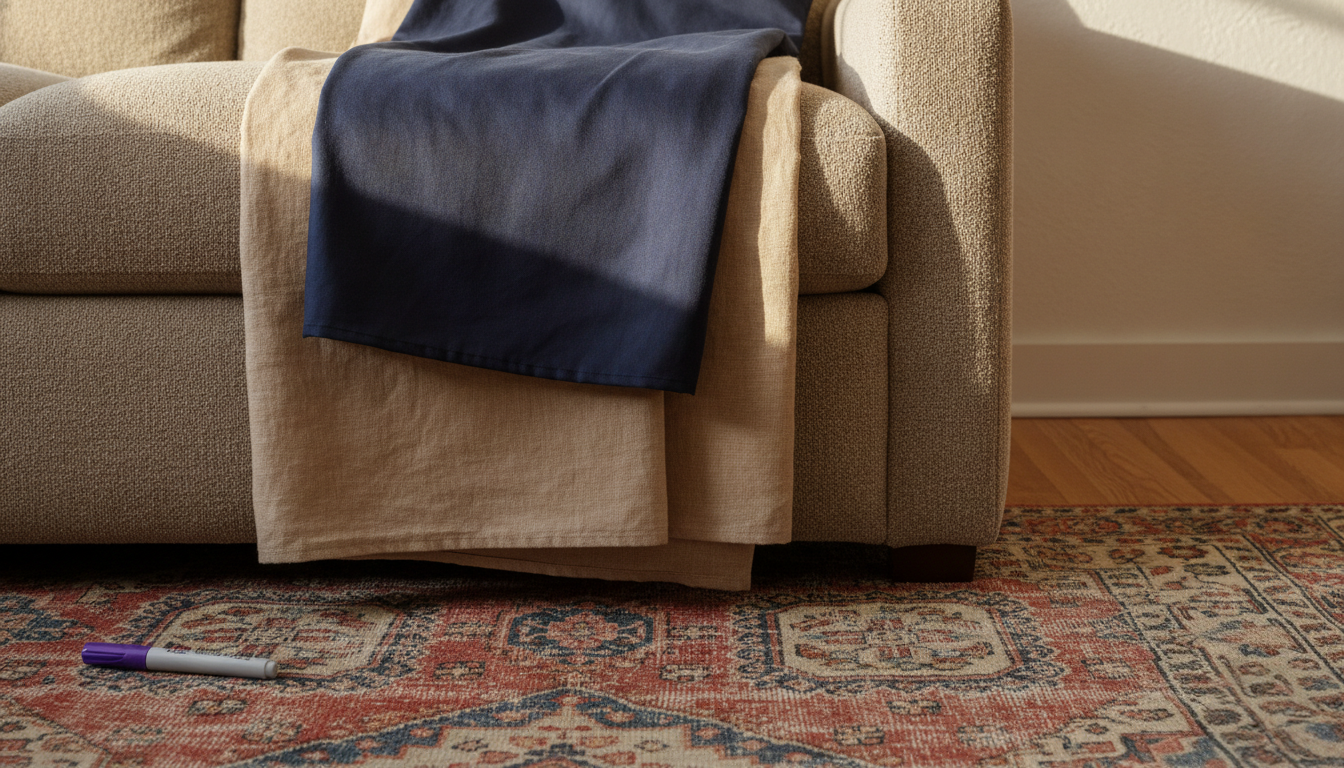 Comparing Navy vs. Beige Sofa Swatches in Natural Light